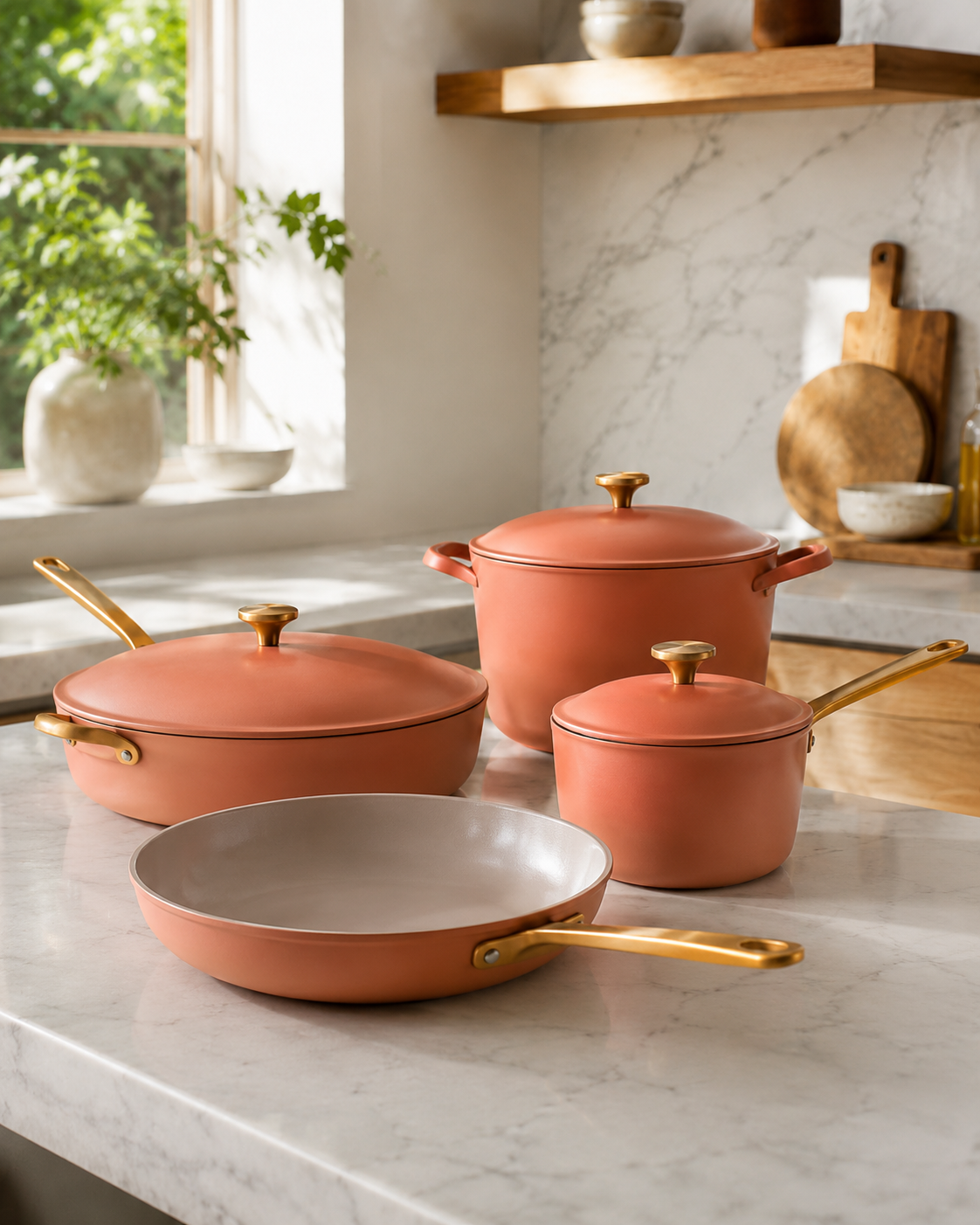 Solenne Ivory Gold 10-Piece Ceramic Cookware Set
