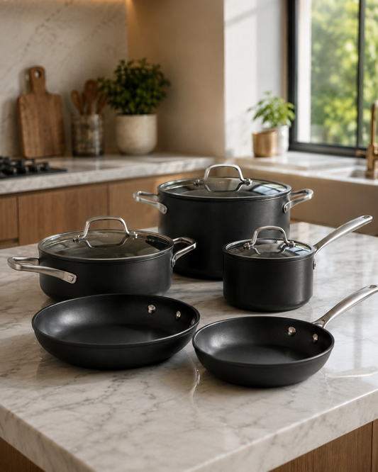 Veyra Obsidian Glass-Lid 10-Piece Cookware Set